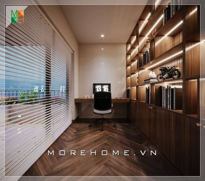 Thiết kế phòng làm việc đơn giản cho chung cư, nhà phố, biệt thự phong cách hiện đại từ gỗ tự nhiên cao cấp