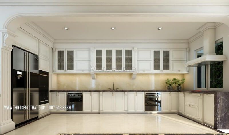 Lựa chọn thiết kế nội thất phòng bếp chung cư đẳng cấp với phong cách tân cổ điển