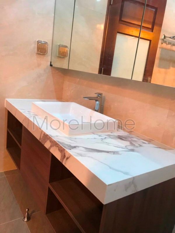 Công trình sản phẩm thi công bàn đá lavabo cho phòng tắm, nhà vệ sinh cho nhà phố hiện đại tại Sở Dầu Hải Phòng