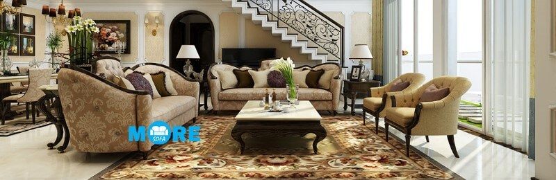 Mẫu Sofa tân cổ điển đẹp MS-030 gỗ tự nhiên với các đường con uốn lượn kết hợp bọc nỉ cao cấp tạo nên sự thu hút khó có thể rời mắt cho phòng khách chung cư, biệt thự, nhà phố