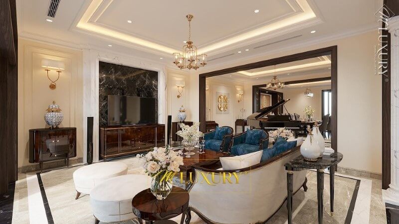 Mẫu đá ốp tường phòng khách đẹp, sang trọng